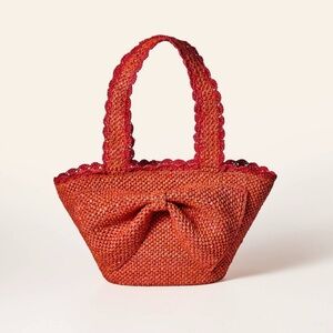 Kate Spade x Target NWT Red Bow Woven Tote Bag Raffia Straw